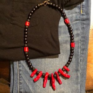Black and Red Coral Necklace